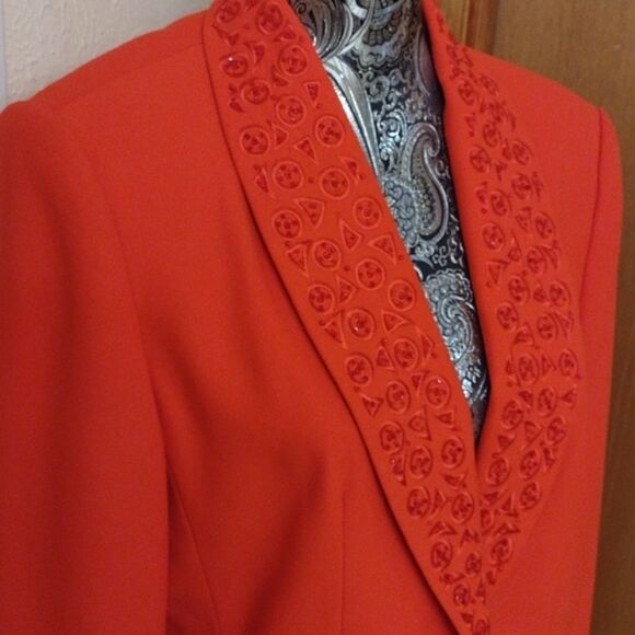Stella Louise beaded red one button jacket size 12 vintage - Picture 3 of 12